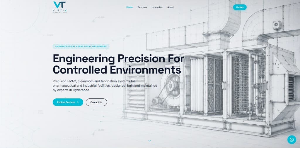 HVAC engineering website design by TrustNova Hyderabad